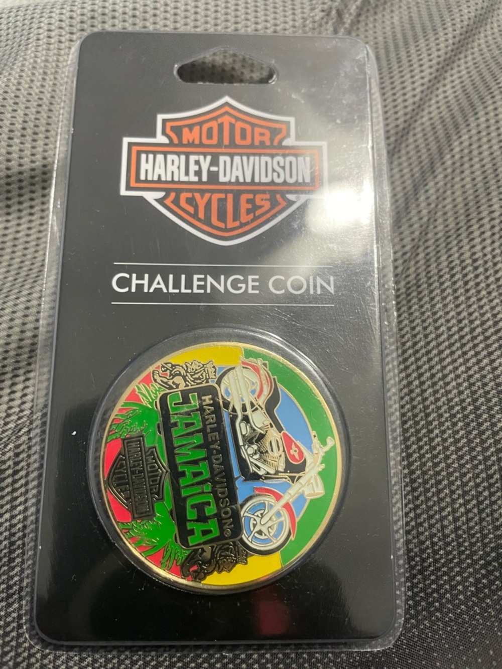 Harley-Davidson Jamaica Enamel Challenge Coin - Green, Yellow, Red, Blue